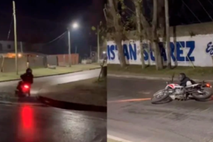 Insólito: se levanta a la madrugada para grabar a las motos que caen por el hielo