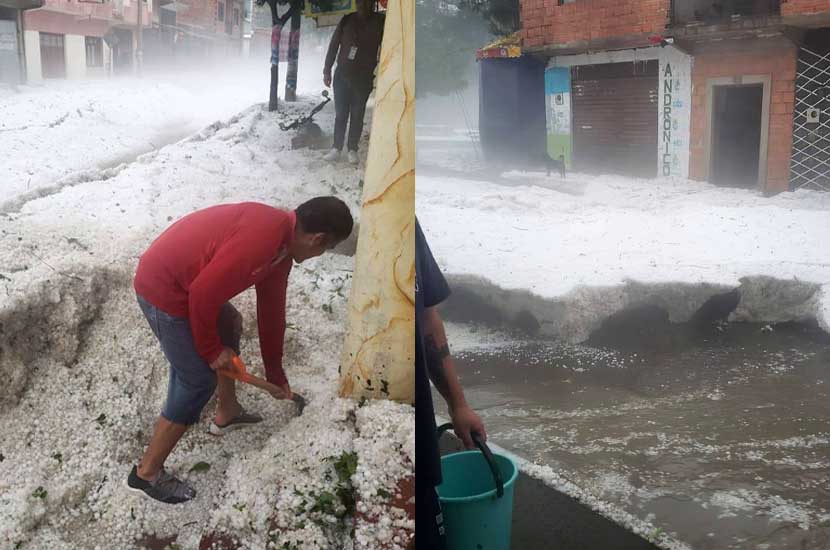 Granizada causa destrozos en Tarija: colapsan tinglados y techos; calles quedan cubiertas de hielo