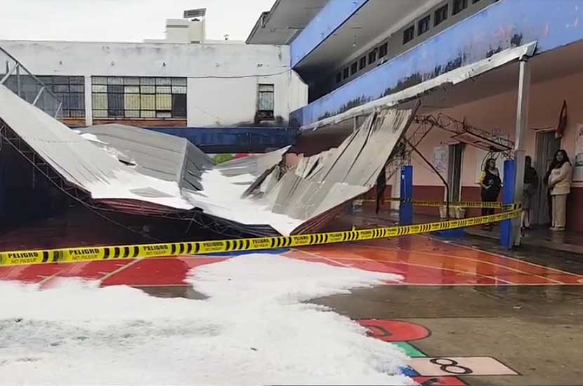 Fuerte Granizada en Tarija Provoca Colapso de Tinglado del Kínder San Luis