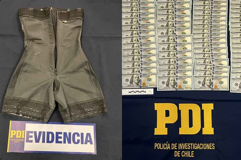 Boliviana intentó sobornar a detectives en Chile tras ser hallada con $us 129.500 adheridos al cuerpo